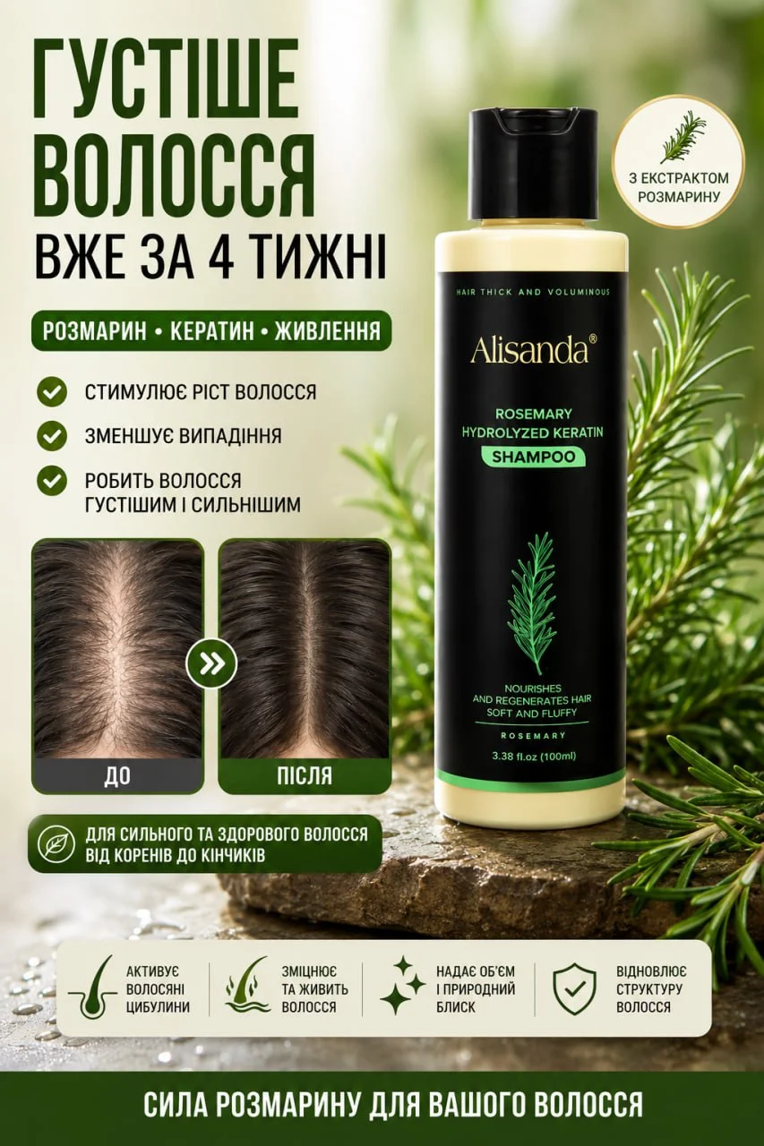 Alisandra – Органічний шампунь для росту волосся з розмарином